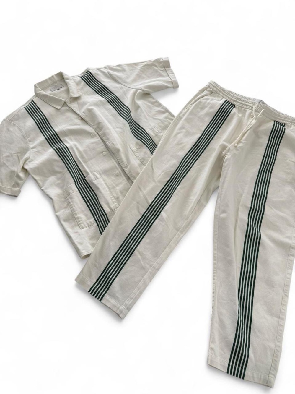 Kith Cream Chinos with Dark Green Stripes
